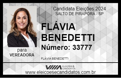 Candidato FLÁVIA BENEDETTI 2024 - SALTO DE PIRAPORA - Eleições