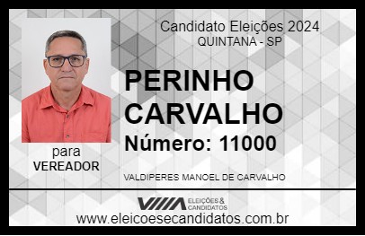 Candidato PERINHO CARVALHO 2024 - QUINTANA - Eleições