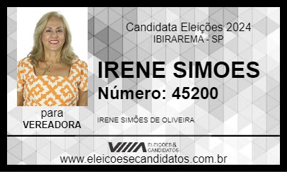 Candidato IRENE SIMOES 2024 - IBIRAREMA - Eleições