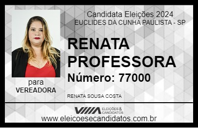 Candidato RENATA PROFESSORA 2024 - EUCLIDES DA CUNHA PAULISTA - Eleições