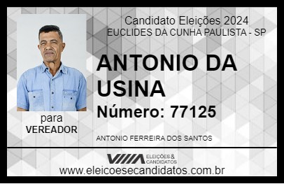 Candidato ANTONIO DA USINA 2024 - EUCLIDES DA CUNHA PAULISTA - Eleições