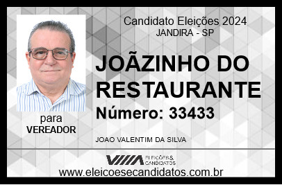 Candidato JOÃZINHO DO RESTAURANTE 2024 - JANDIRA - Eleições