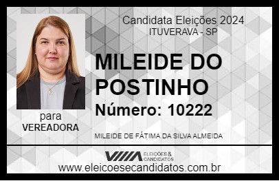 Candidato MILEIDE DO POSTINHO 2024 - ITUVERAVA - Eleições