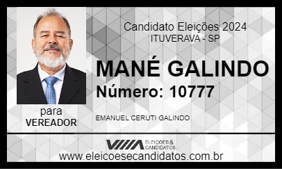 Candidato MANÉ GALINDO 2024 - ITUVERAVA - Eleições