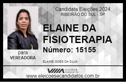 Candidato ELAINE DA FISIOTERAPIA 2024 - RIBEIRÃO DO SUL - Eleições