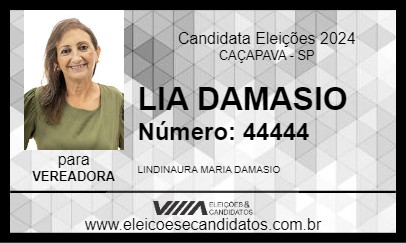 Candidato LIA DAMASIO 2024 - CAÇAPAVA - Eleições