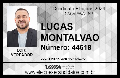 Candidato LUCAS MONTALVAO 2024 - CAÇAPAVA - Eleições