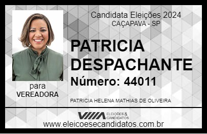 Candidato PATRICIA DESPACHANTE 2024 - CAÇAPAVA - Eleições