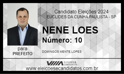 Candidato NENE LOPES 2024 - EUCLIDES DA CUNHA PAULISTA - Eleições