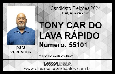 Candidato TONY CAR DO LAVA RÁPIDO 2024 - CAÇAPAVA - Eleições