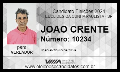 Candidato JOAO CRENTE 2024 - EUCLIDES DA CUNHA PAULISTA - Eleições