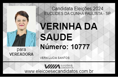 Candidato VERINHA DA SAUDE 2024 - EUCLIDES DA CUNHA PAULISTA - Eleições