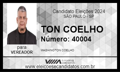 Candidato TON COELHO 2024 - SÃO PAULO - Eleições