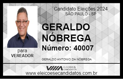 Candidato GERALDO NÓBREGA 2024 - SÃO PAULO - Eleições