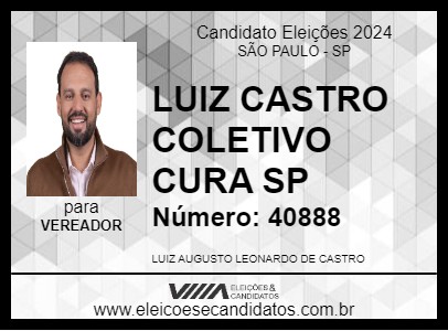 Candidato LUIZ CASTRO COLETIVO CURA SP 2024 - SÃO PAULO - Eleições