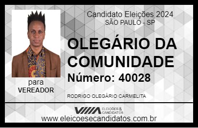 Candidato OLEGÁRIO DA COMUNIDADE 2024 - SÃO PAULO - Eleições