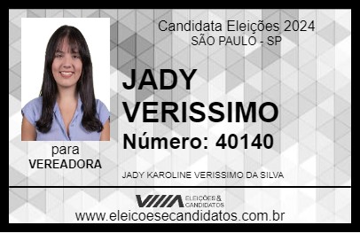 Candidato JADY VERISSIMO 2024 - SÃO PAULO - Eleições