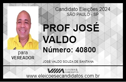 Candidato PROFESSOR JOSÉ VALDO 2024 - SÃO PAULO - Eleições