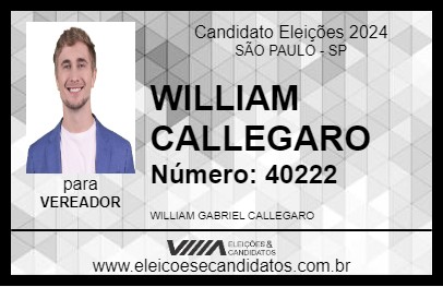 Candidato WILLIAM CALLEGARO 2024 - SÃO PAULO - Eleições