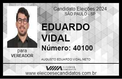 Candidato EDUARDO VIDAL 2024 - SÃO PAULO - Eleições