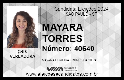 Candidato MAYARA TORRES 2024 - SÃO PAULO - Eleições