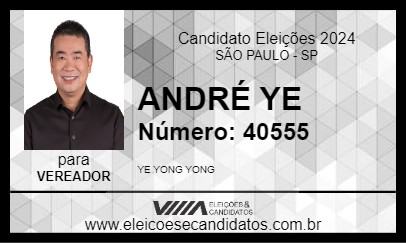 Candidato ANDRÉ YE 2024 - SÃO PAULO - Eleições