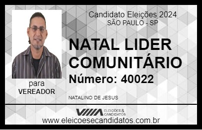 Candidato NATAL LIDER COMUNITÁRIO 2024 - SÃO PAULO - Eleições