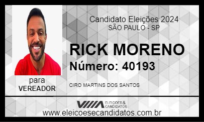 Candidato RICK MORENO 2024 - SÃO PAULO - Eleições