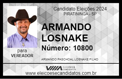 Candidato ARMANDO LOSNAKE 2024 - PIRATININGA - Eleições