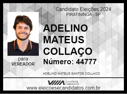 Candidato ADELINO MATEUS COLLAÇO 2024 - PIRATININGA - Eleições