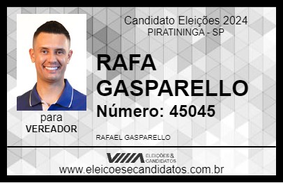 Candidato RAFA GASPARELLO 2024 - PIRATININGA - Eleições