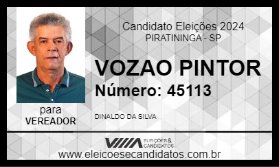 Candidato VOZAO PINTOR 2024 - PIRATININGA - Eleições