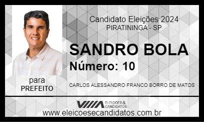 Candidato SANDRO BOLA 2024 - PIRATININGA - Eleições