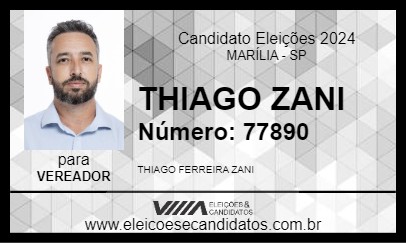 Candidato THIAGO ZANI 2024 - MARÍLIA - Eleições