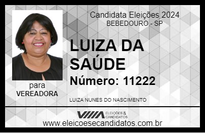 Candidato LUIZA DA SAÚDE 2024 - BEBEDOURO - Eleições