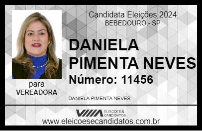 Candidato DANIELA PIMENTA NEVES 2024 - BEBEDOURO - Eleições