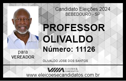 Candidato PROFESSOR OLIVALDO 2024 - BEBEDOURO - Eleições