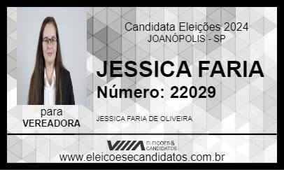 Candidato JESSICA FARIA 2024 - JOANÓPOLIS - Eleições