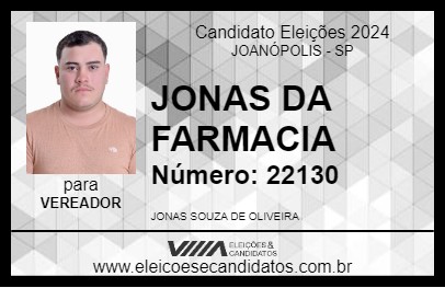 Candidato JONAS DA FARMACIA 2024 - JOANÓPOLIS - Eleições