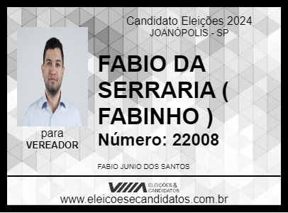 Candidato FABIO DA SERRARIA ( FABINHO ) 2024 - JOANÓPOLIS - Eleições