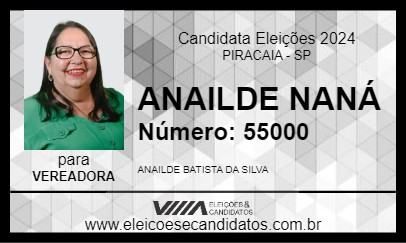 Candidato ANAILDE NANÁ 2024 - PIRACAIA - Eleições