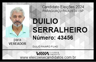 Candidato DUILIO SERRALHEIRO 2024 - PARAGUAÇU PAULISTA - Eleições