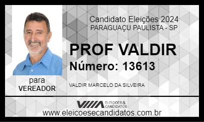 Candidato PROF VALDIR 2024 - PARAGUAÇU PAULISTA - Eleições