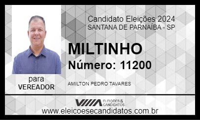 Candidato MILTINHO 2024 - SANTANA DE PARNAÍBA - Eleições