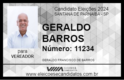 Candidato GERALDO BARROS 2024 - SANTANA DE PARNAÍBA - Eleições