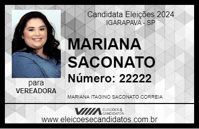 Candidato MARIANA SACONATO 2024 - IGARAPAVA - Eleições