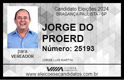 Candidato JORGE DO PROERD 2024 - BRAGANÇA PAULISTA - Eleições