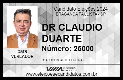 Candidato DR CLAUDIO DUARTE 2024 - BRAGANÇA PAULISTA - Eleições