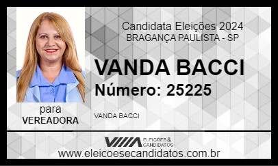 Candidato VANDA BACCI 2024 - BRAGANÇA PAULISTA - Eleições