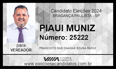 Candidato PIAUI MUNIZ 2024 - BRAGANÇA PAULISTA - Eleições